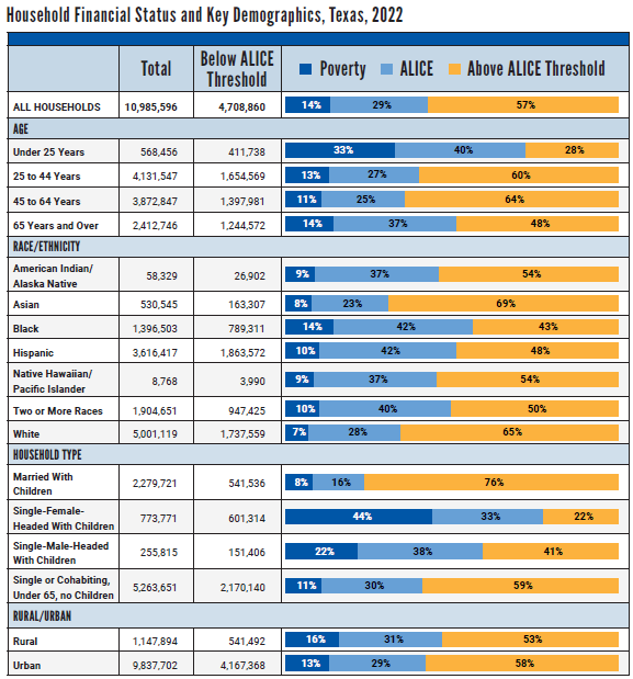 Household Financial Status and Key Demo, Texas, 2021